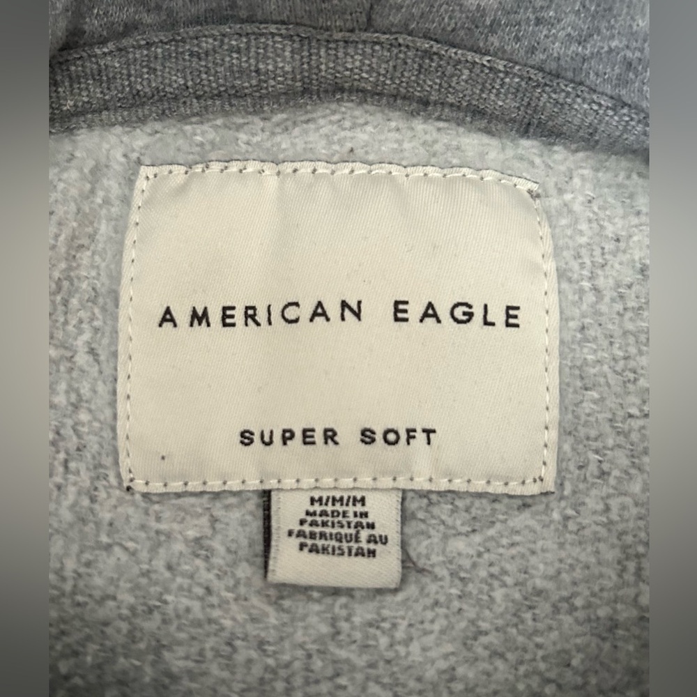 American Eagle Heather Grey Soft Graphic Hoodie Medium Gorpcore Classiccore - Picture 5 of 6